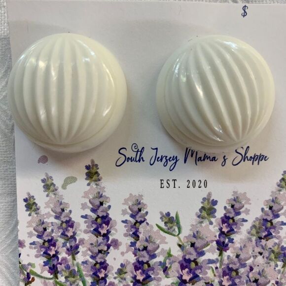 Vintage 1930s Germany Clip Earrings White Half Spheres (J193) - Picture 1 of 13